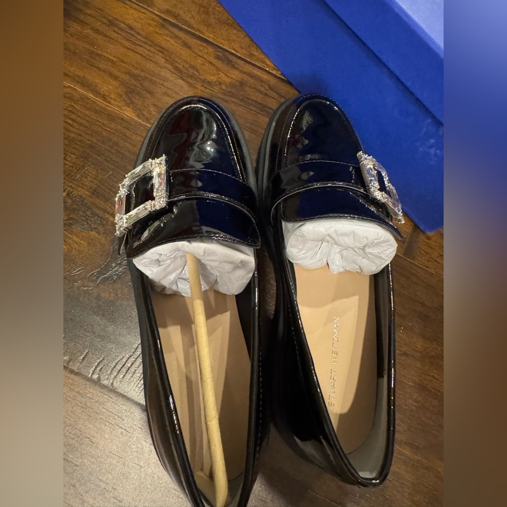 SW Black Patent Leather Loafers with Buckle